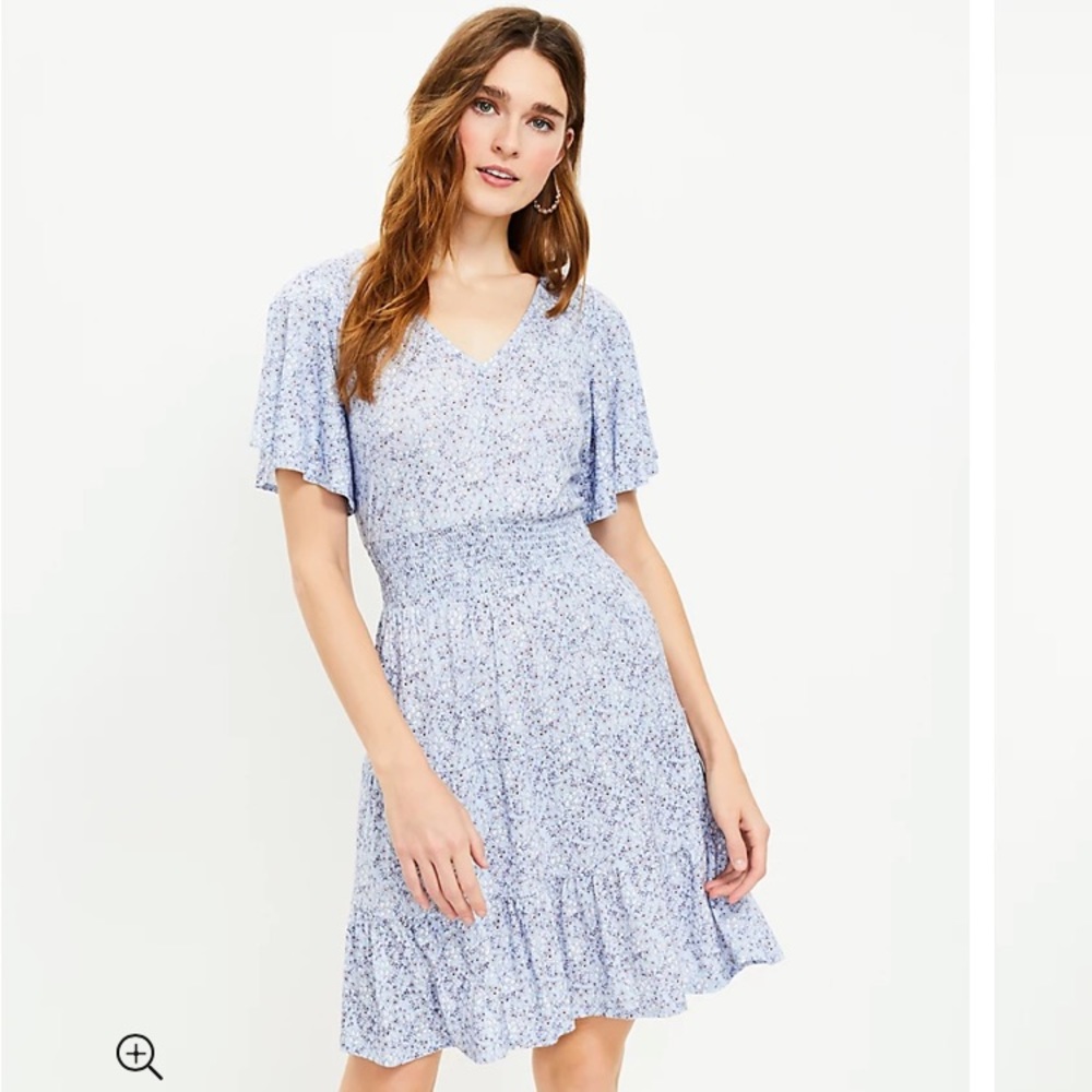 Loft Floral Smocked Waist Dress